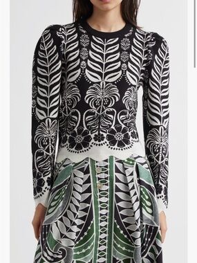 FARM Rio Black and White Annika Tropical Sweater